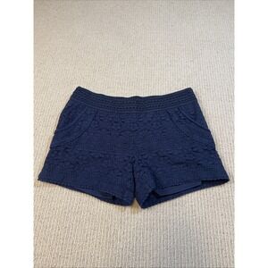 Fury Women's Medium* Lace Overlay Lined Shorts Boho Pull On Navy